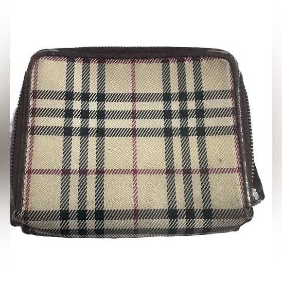 Burberry Multifold Plaid Leather Compact Wallet Unisex 5x5 - Picture 3 of 9